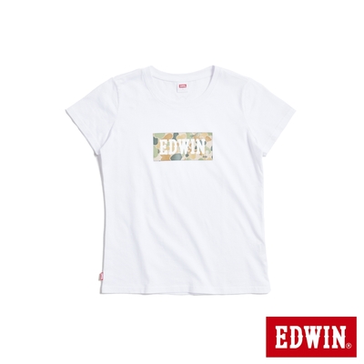 EDWIN 迷彩BOX短袖T恤-女-白色