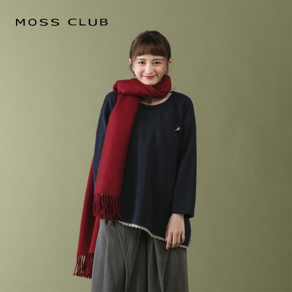 【MOSS CLUB】拼接蕾絲造型-上衣(藍色)