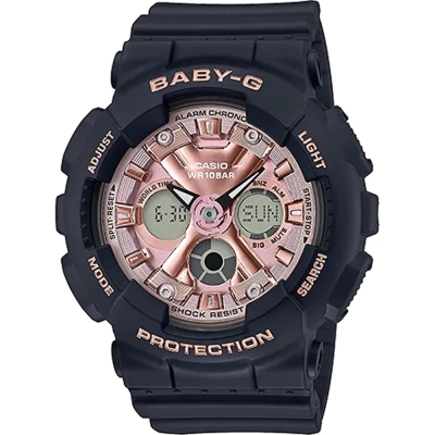 CASIO 卡西歐 BABY-G 人氣休閒手錶 送禮首選-黑X粉紅 BA-130-1A4