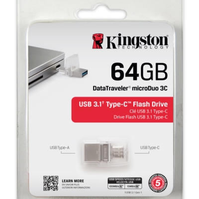 金士頓 Kingston DataTraveler MicroDuo 3C USB3.0 64G OTG 迷你兩用隨身碟 DTDUO3C/64GB