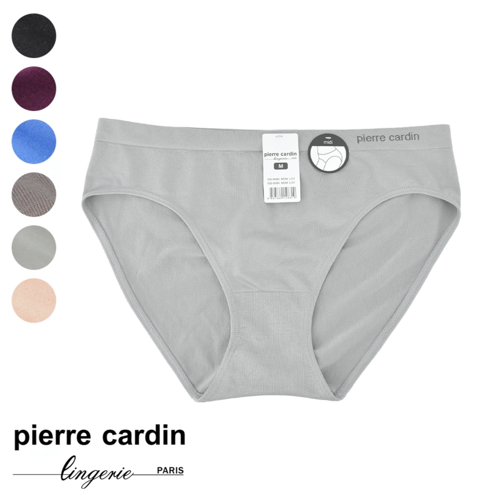 【pierre cardin 皮爾卡登女性內衣】一體成型針織中腰包臀三角褲-淺灰