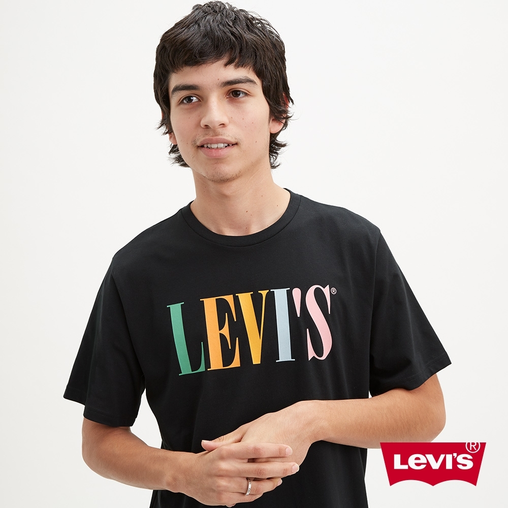 Levis 男款 短袖T恤 復古馬卡龍色Serif Logo 黑