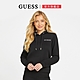 【GUESS】素色滾邊LOGO連帽長袖上衣-黑 product thumbnail 1