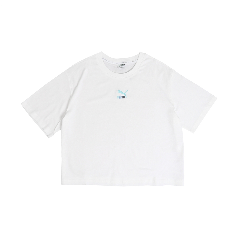 Puma 短袖上衣 Denim Tee 女款 白 短T 休閒 歐規 純棉 53738202