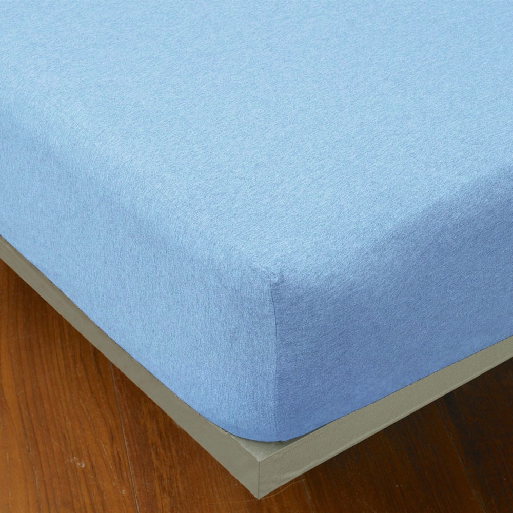 YVONNE 素面純棉單人床包(105x186公分)-灰藍