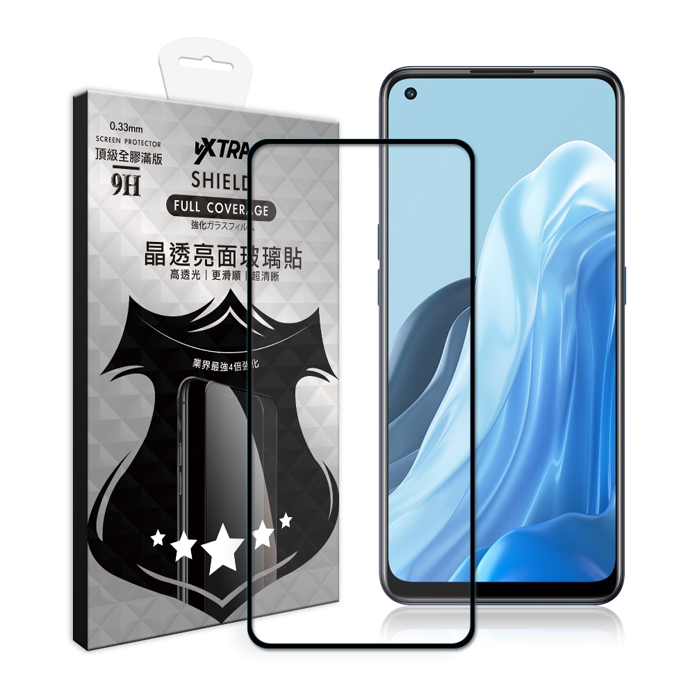 VXTRA 全膠貼合 OPPO Reno7 5G 滿版疏水疏油9H鋼化頂級玻璃膜(黑)