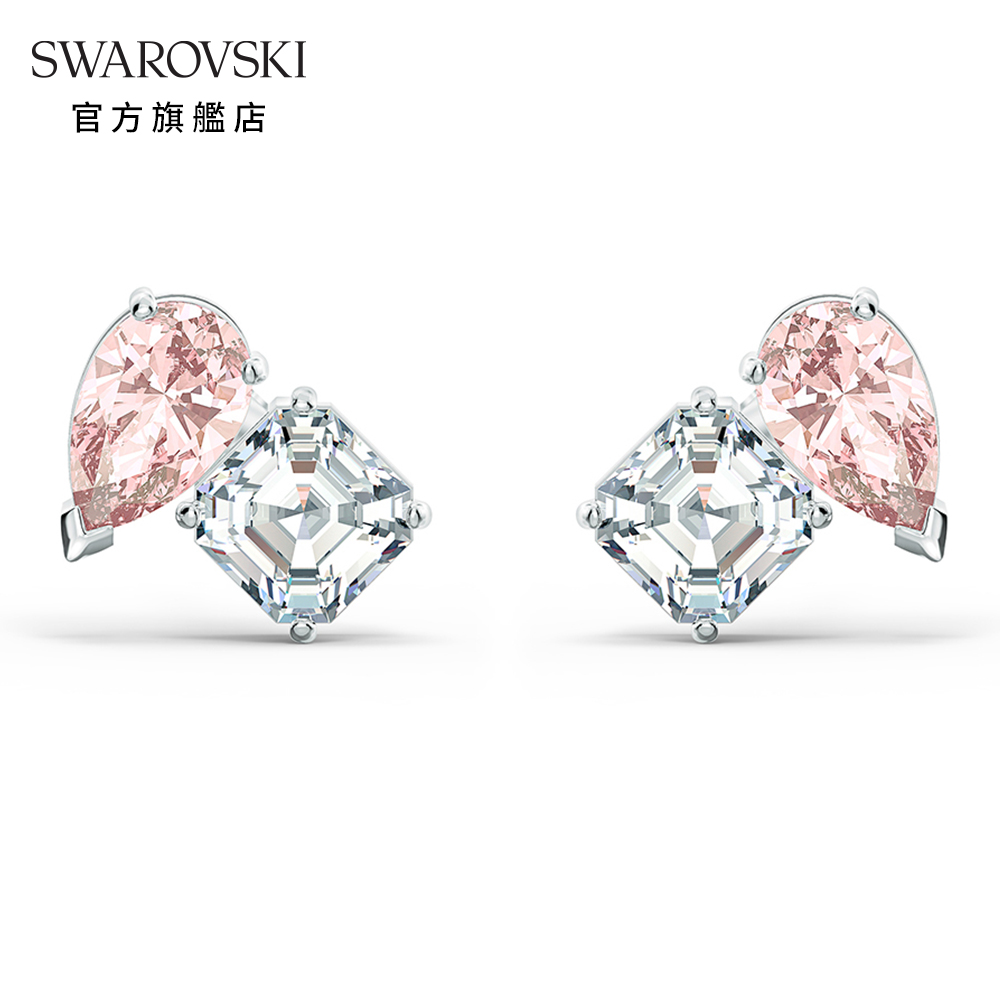 SWAROVSKI 施華洛世奇 Attract Soul 白金色幾何穿孔耳環