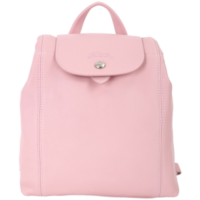 LONGCHAMP 展示品 Le Pliage Cuir XS 粉色小羊皮後背包(反面皮革破皮)