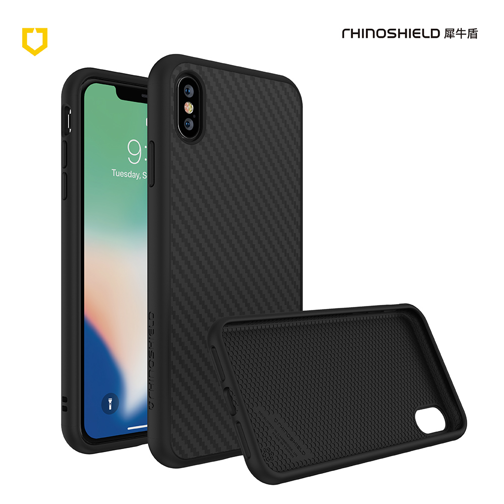 犀牛盾iPhone Xs Max Solidsuit碳纖維防摔背蓋手機 - 黑色