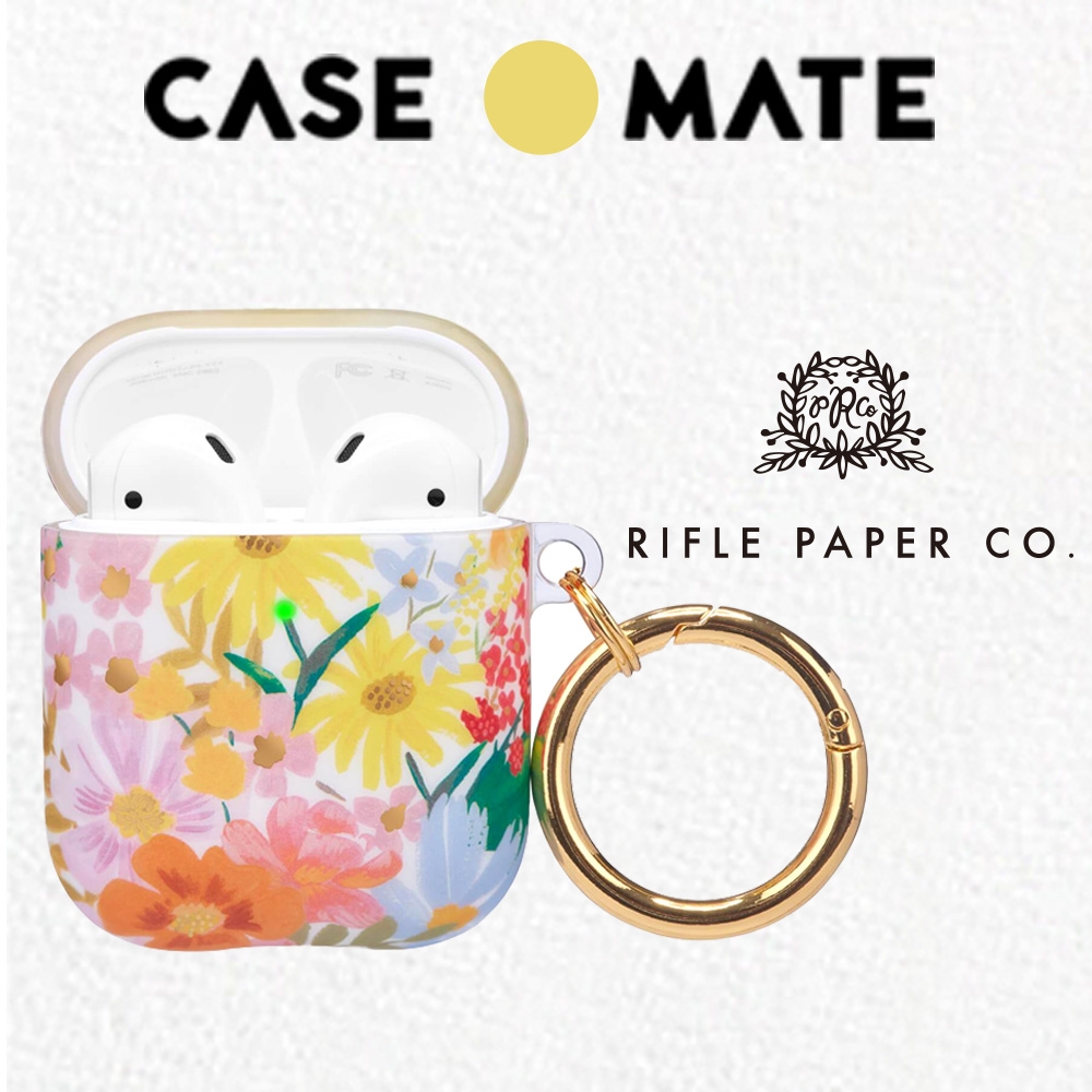 美國 CASE●MATE AirPods 1-2代 抗菌保護套 (贈扣夾) - Rifle Paper Co.聯名款 - 瑪格麗特