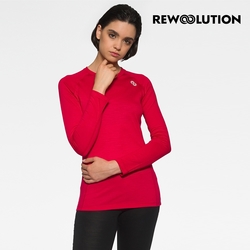 【Rewoolution】女 WIKI 190g長袖T恤[碳灰/寶石紅] 義大利品牌 登山必備 羊毛衣 運動上衣 T恤 REBB1WC703