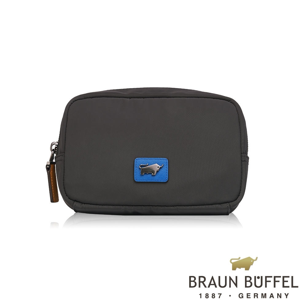 【BRAUN BUFFEL 德國小金牛】台灣總代理 哈里森 輕量尼龍撞色小萬用包-深鐵灰/BF328-602-MT