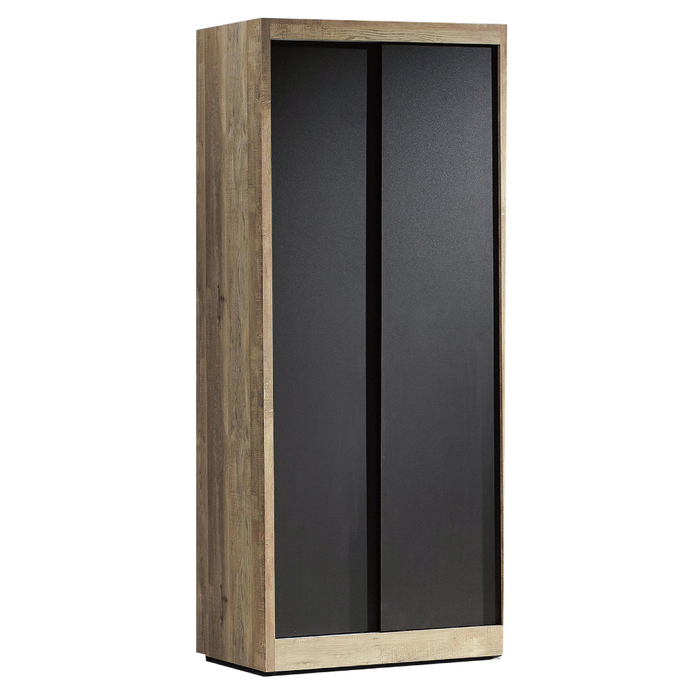 品家居 辛西亞2.7尺木紋雙色推門衣櫃-81x60x200cm-免組
