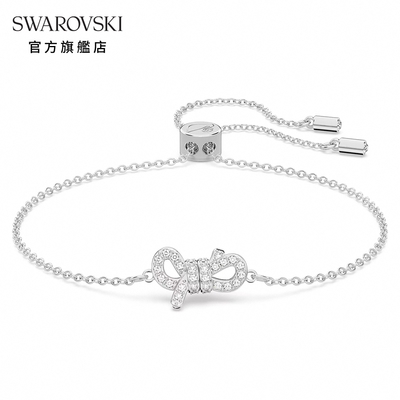 SWAROVSKI 施華洛世奇 Lifelong Bow 手鏈密鑲 蝴蝶結 白色 鍍白金色