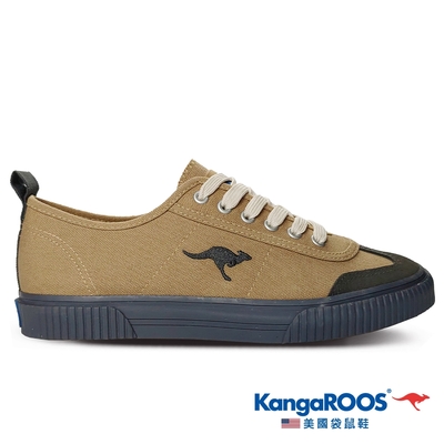 KangaROOS 美國袋鼠鞋 女 帆布鞋 餅乾鞋 休閒鞋 BOSTON 79 手工帆布鞋(卡其/深灰-KW11108)