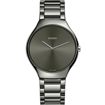 RADO 雷達 官方授權 True Thinline 真薄系列 高科技陶瓷石英腕錶 送禮推薦-39mm R03 R27955122