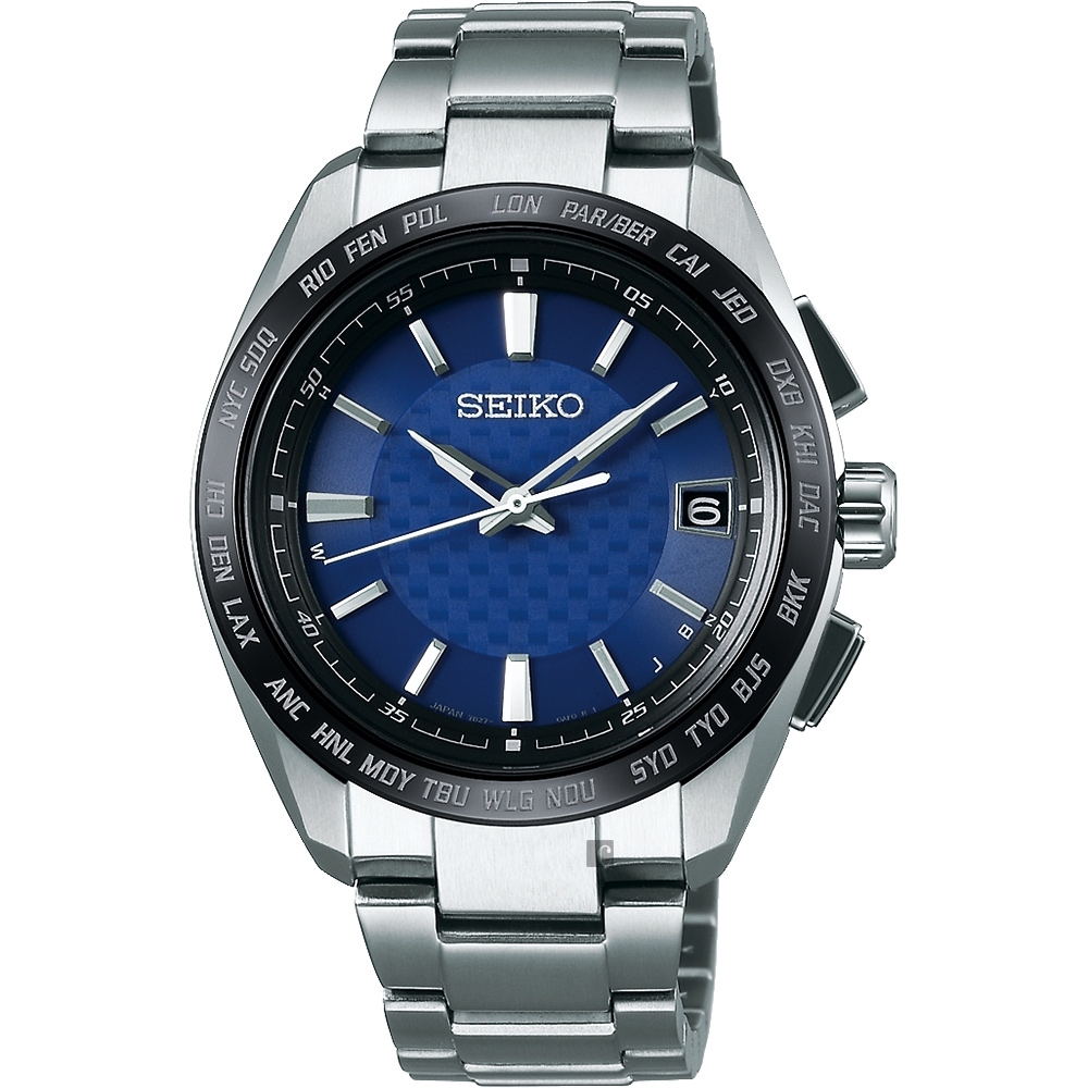 SEIKO BRIGHTZ 鈦金屬太陽能電波腕錶-藍/40mm