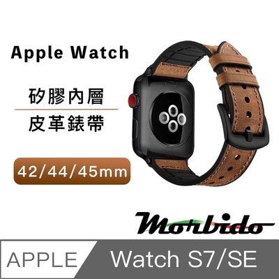 Morbido蒙彼多 Apple Watch S7/SE 42/44/45mm矽膠皮革錶帶