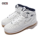 Nike 休閒鞋 Air Force 1 Mid QS 男女鞋 經典 洋基隊 紐約地鐵 皮革 情侶穿搭 白 深藍 DH5622-100 product thumbnail 1