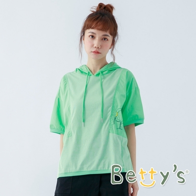 betty’s貝蒂思 連帽拼接繡花T-shirt(粉綠)