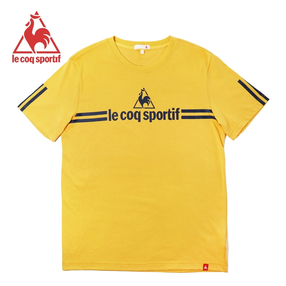 le coq sportif 法國公雞牌經典品牌LOGO雙線條短袖T恤 男-銘黃