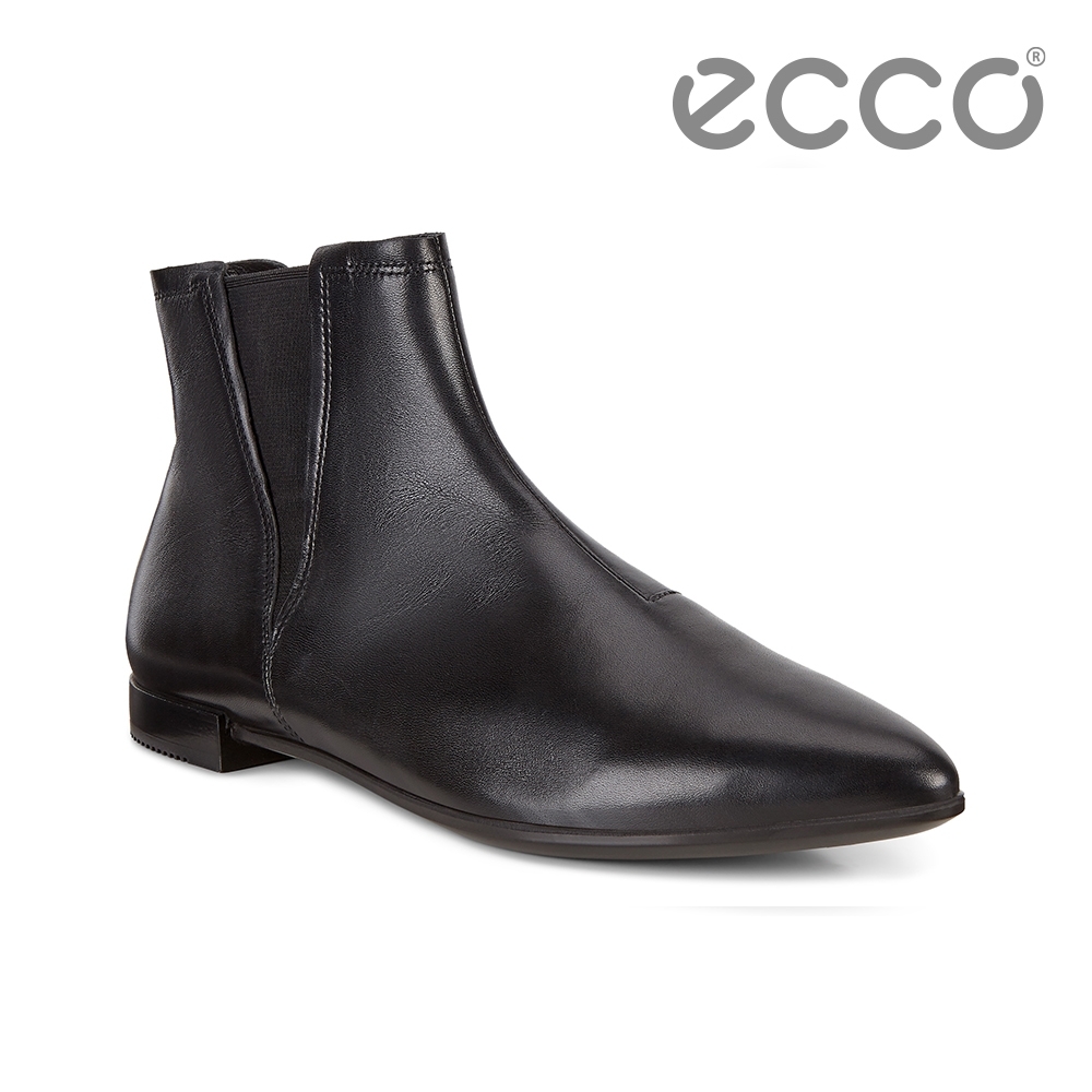 ECCO SHAPE POINTY 經典英式切爾西平底短靴 女 黑