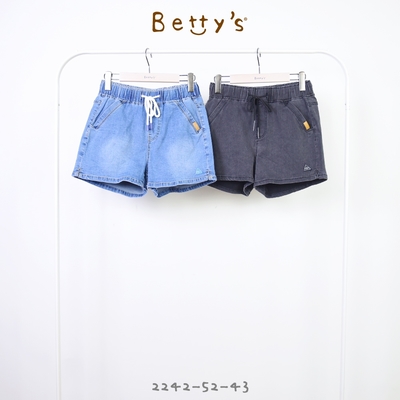 betty’s專櫃款　鬆緊腰抽繩牛仔短褲(牛仔藍)