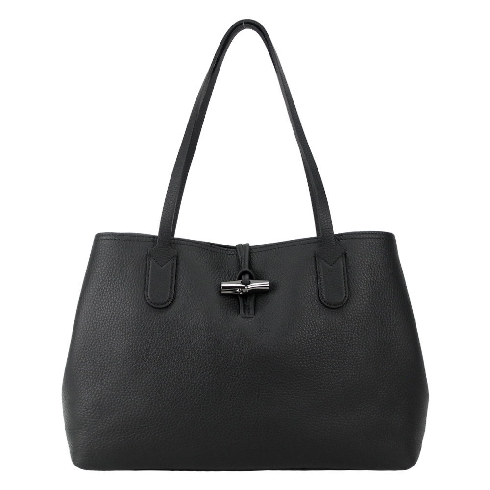 LONGCHAMP ROSEAU ESSENTIAL 竹節托特包(中/黑)