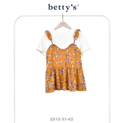 betty’s專櫃款　假兩件度假風肩膀綁帶上衣(共三色)