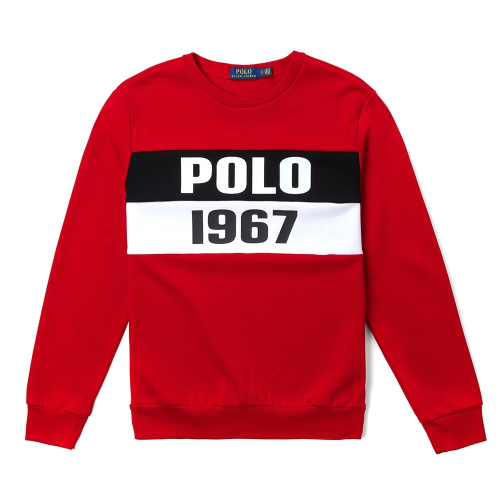 Polo Ralph Lauren 經典貼布文字大學T恤(太空棉)-紅色