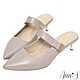 Ann’S慵懶的優雅-小羊皮穆勒電鍍細跟尖頭鞋-灰(版型偏小) product thumbnail 1