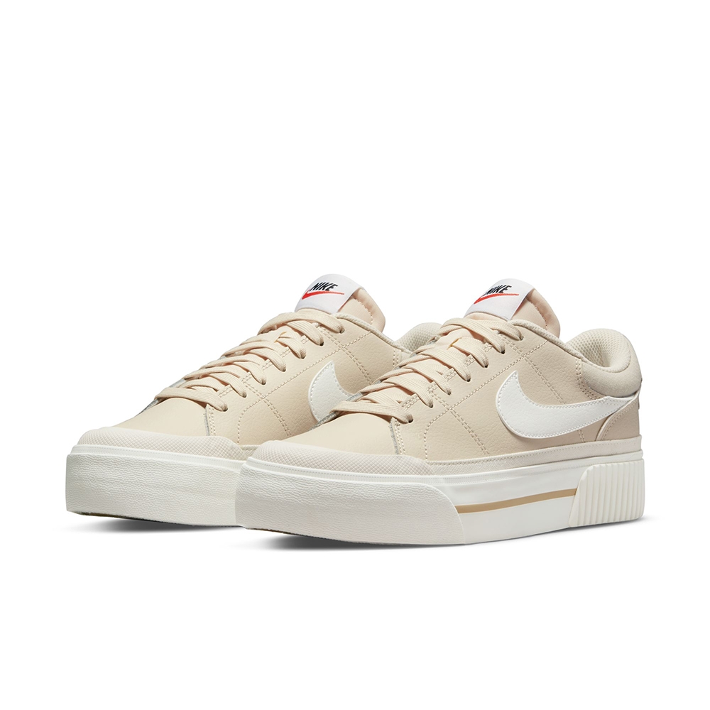 NIKE 休閒鞋 女鞋 運動鞋 皮革 厚底 WMNS COURT LEGACY LIFT 奶茶 DM7590-200