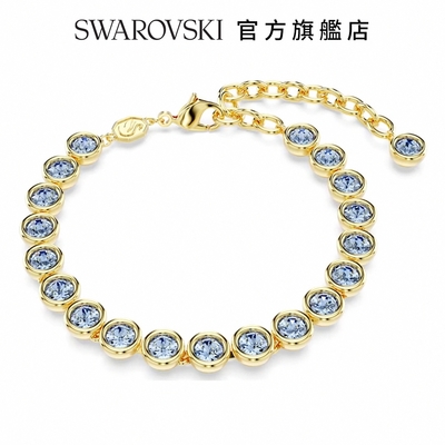 SWAROVSKI 施華洛世奇 Imber 手鏈, 圓形切割, 藍色, 鍍金色色調