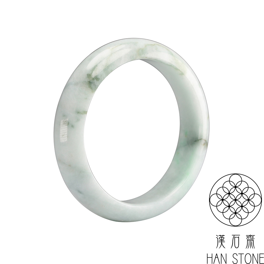 【漢石齋】天然A貨 白底飄花種 翡翠手鐲(手圍18.4/版寬14.2mm)