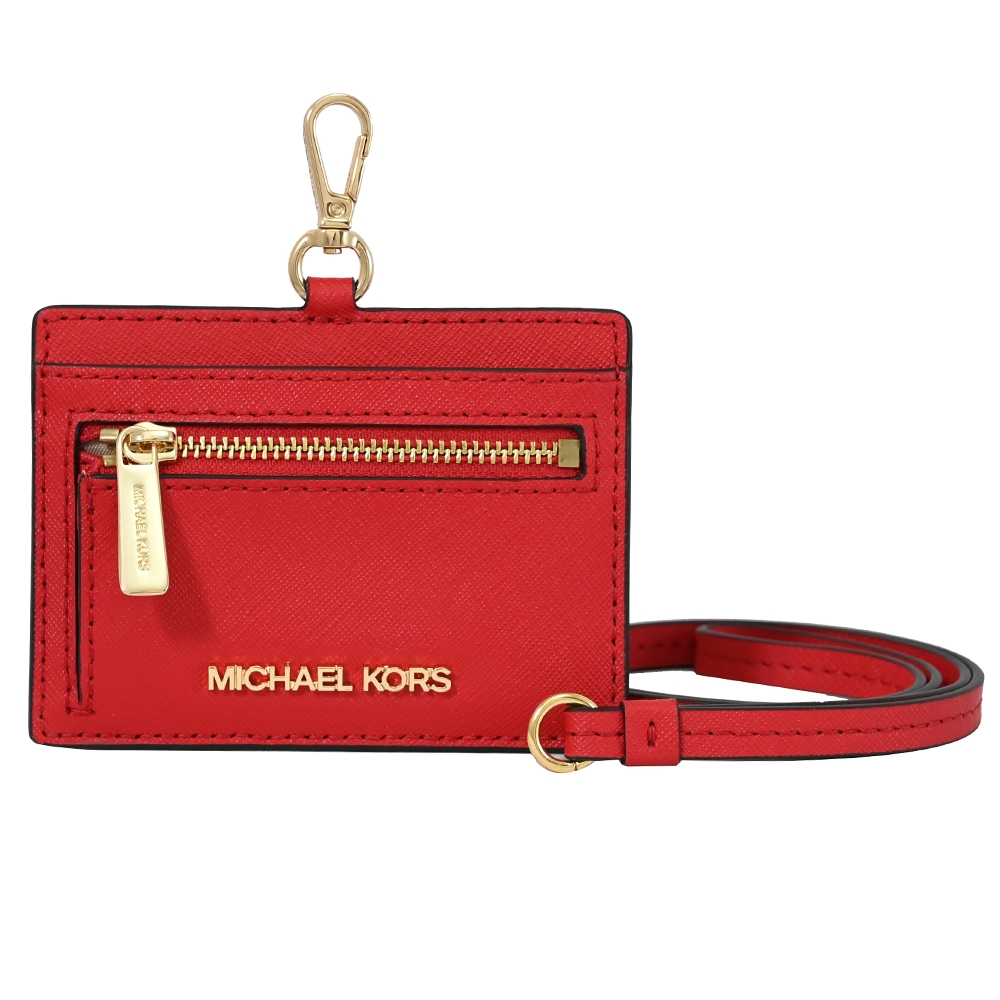 MICHAEL KORS JET SET TRAVEL金屬LOGO橫式證件夾(紅)