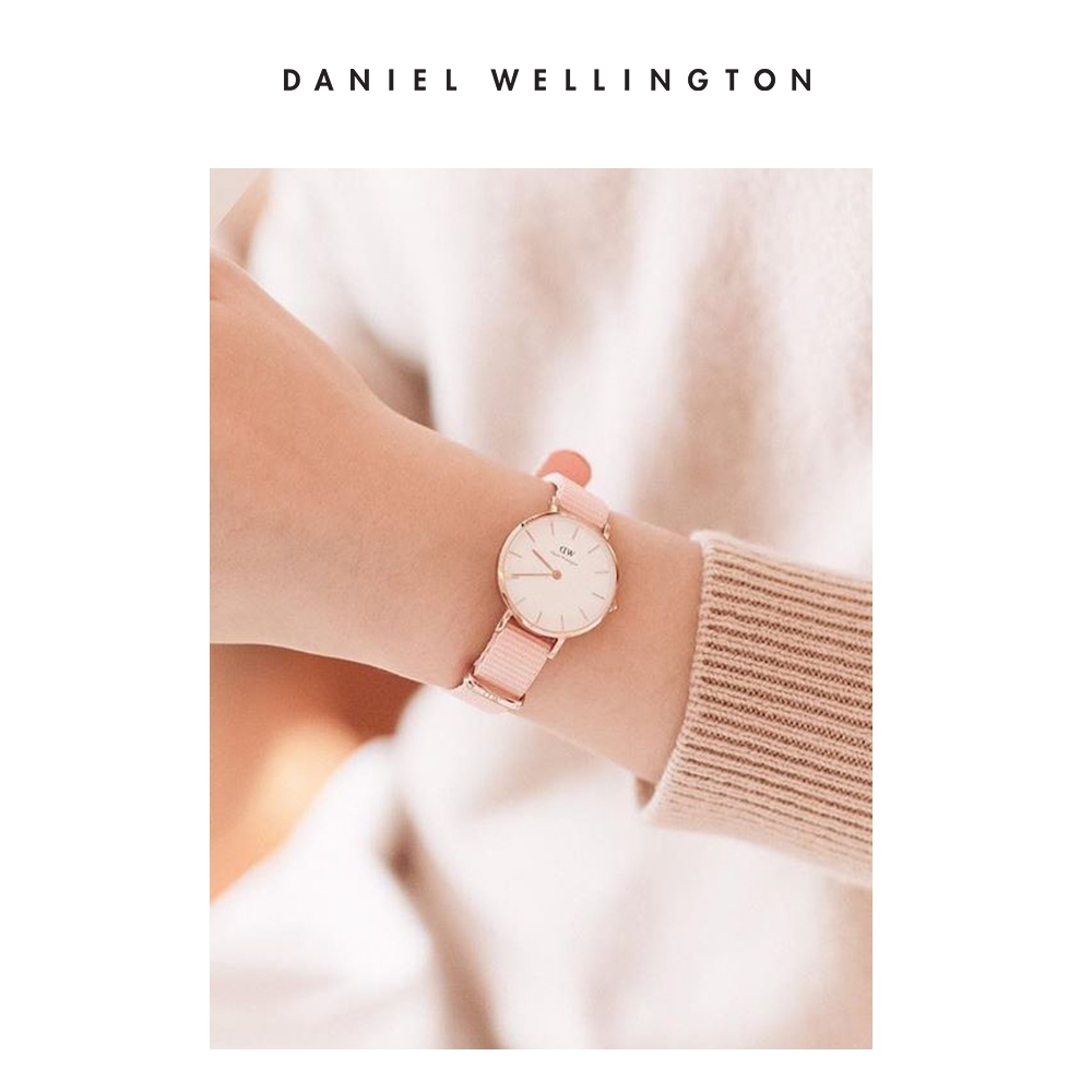 Daniel Wellington DW 手錶Petite Rosewater 28mm櫻花粉織紋錶