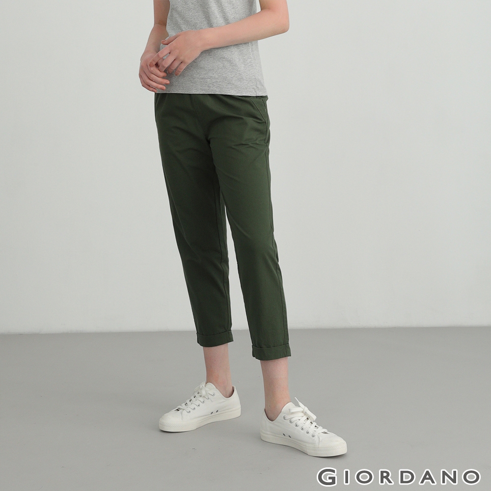 GIORDANO 女裝純棉鬆緊腰休閒褲 - 61 海帶綠