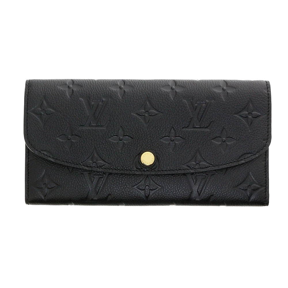 Louis Vuitton M62369 EMILIE皮革壓紋釦式長夾(黑色)
