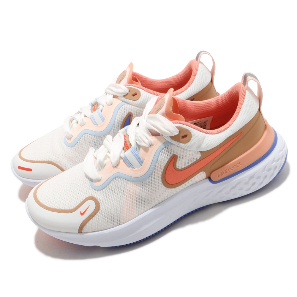 Nike 慢跑鞋 React Miler 運動 女鞋 輕量 透氣 舒適 避震 路跑 健身 白 橘 DD8502181