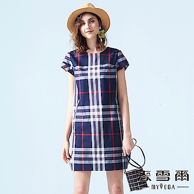 【麥雪爾】棉質經典格紋短洋裝