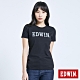 EDWIN EFS花紗植絨LOGO 短袖T恤-女-黑色 product thumbnail 1