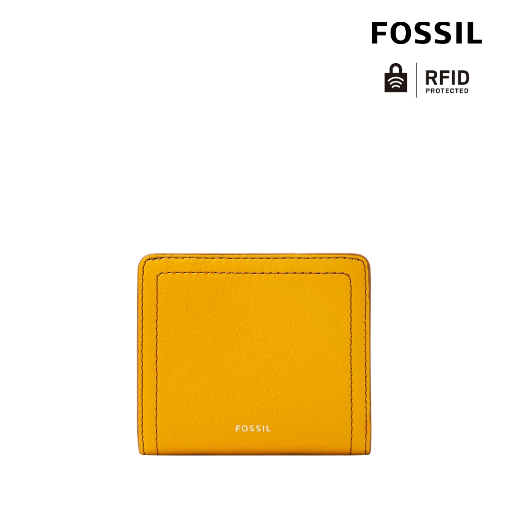 FOSSIL Logan 真皮RFID防盜短夾-金黃色 SL7829717