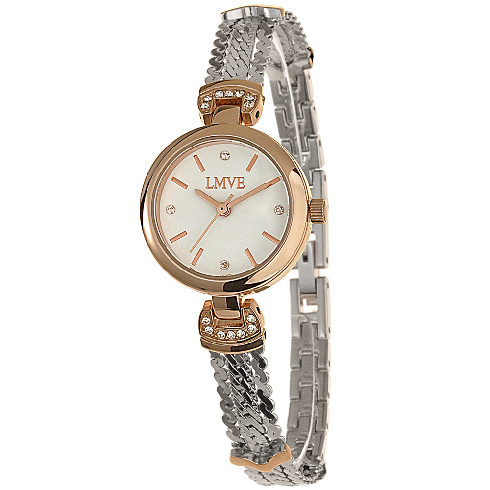 LMVE 都會質感晶鑽時尚腕錶-白/24mm