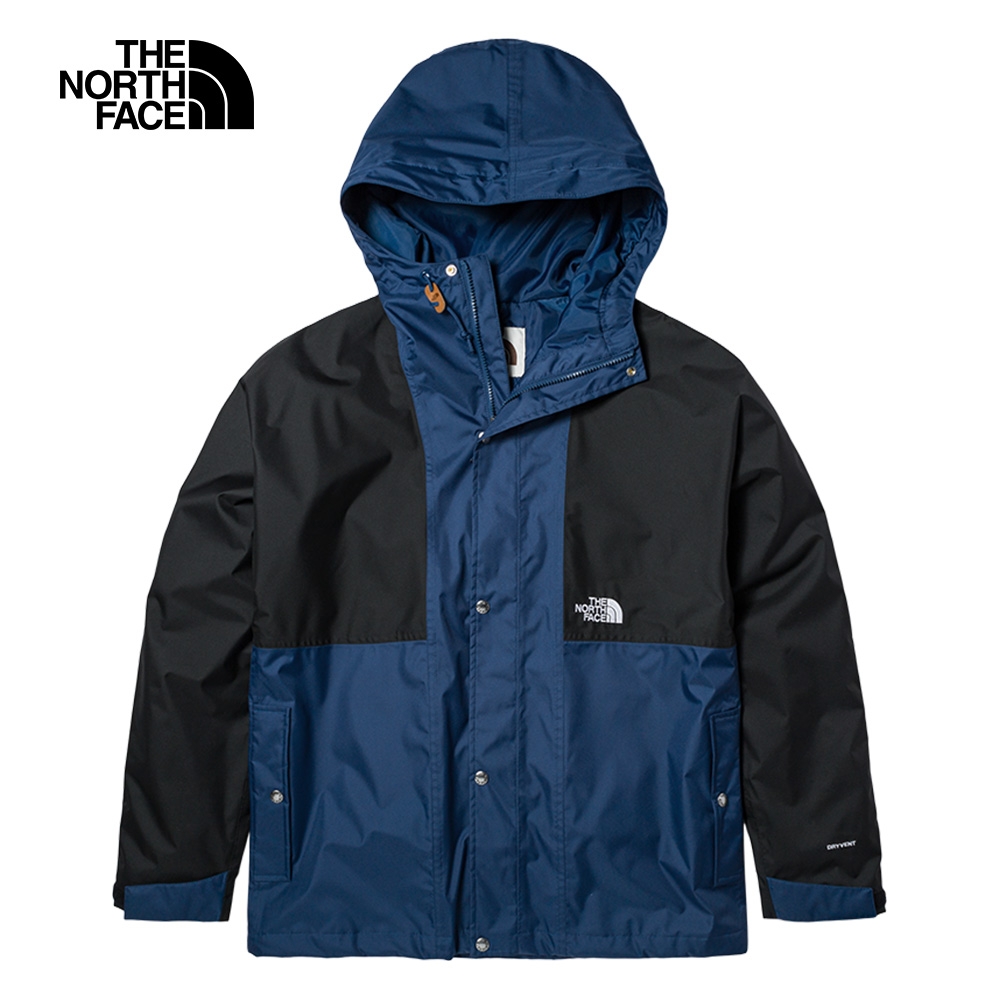 【The North Face 官方旗艦】北面男款藍黑拼接防水透氣寬鬆連帽衝鋒衣｜5JZJMPF