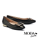 低跟鞋 MODA Luxury 都會典雅金屬梯形釦全真皮小方楦低跟鞋－黑 product thumbnail 1