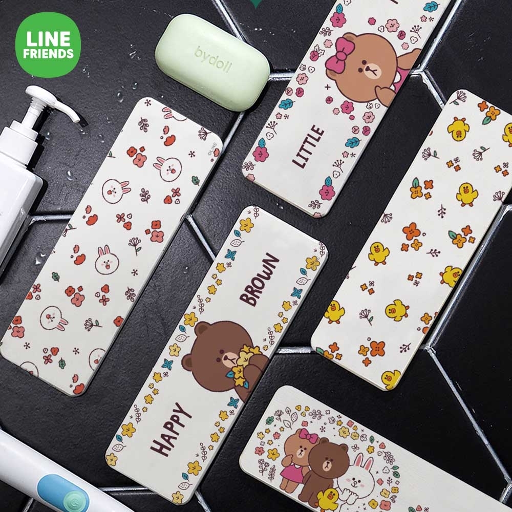 【收納皇后】LINE FRIENDS 硬式珪藻土洗漱墊 24x8x0.9 洗漱墊 杯墊 瀝水 硅藻土 吸水墊 浴室收納 牙刷架 熊大 兔兔