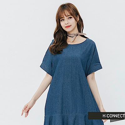 H:CONNECT 韓國品牌 女裝-牛仔魚尾長洋裝-藍