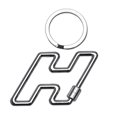 HERMES 經典簍空H LOGO造型鑰匙釦(銀)