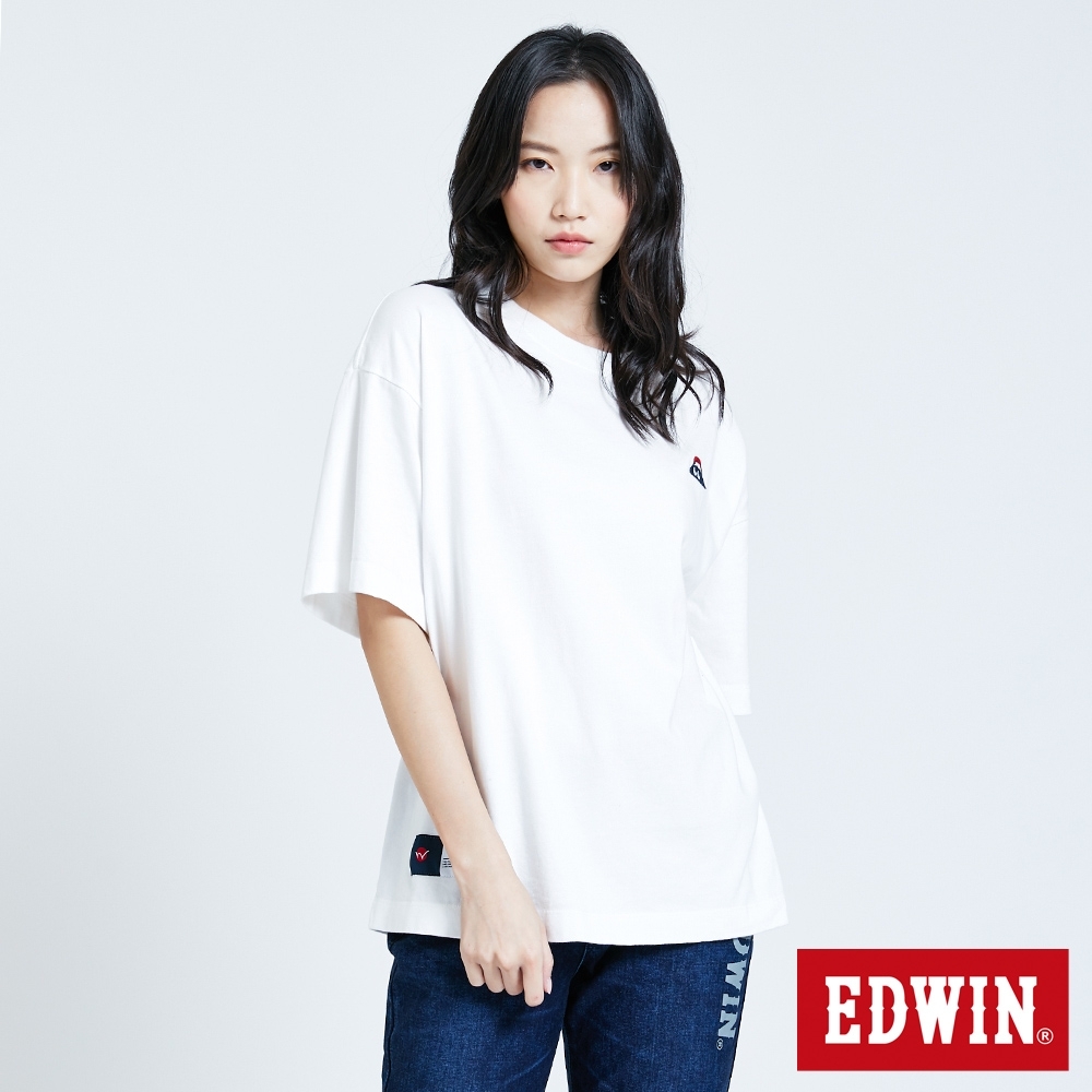 EDWIN 奧力 基本LOGO短袖T恤-女-白色