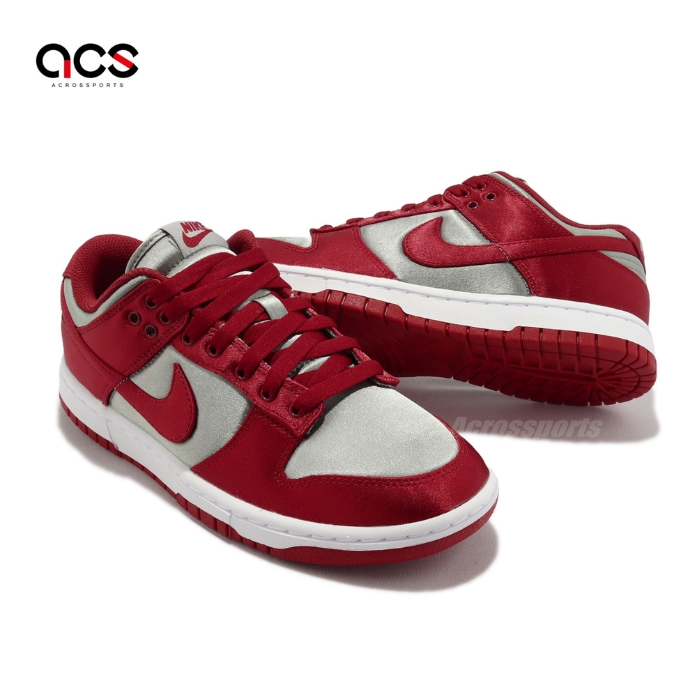 Nike Wmns Dunk Low UNLV Satin 緞面絲綢灰紅女鞋休閒鞋DX5931-001